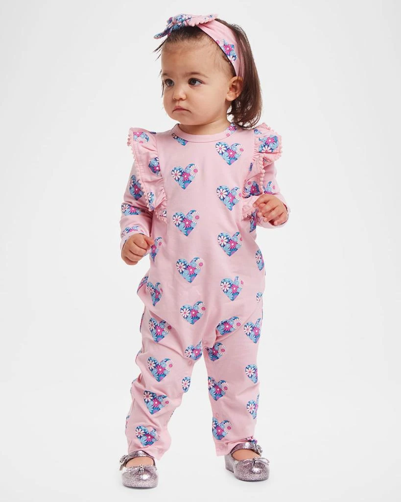 商品Andy & Evan|Girl's Heart-Print Coverall W/ Headband, Size Newborn-24M,价格¥343,第2张图片详细描述