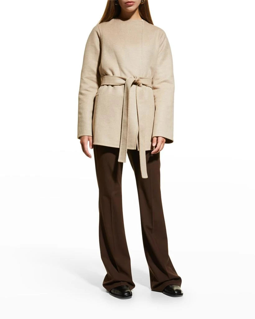 商品Burberry|Ennis Monogram Belted Wool-Cashmere Wrap Coat,价格¥16174,第1张图片