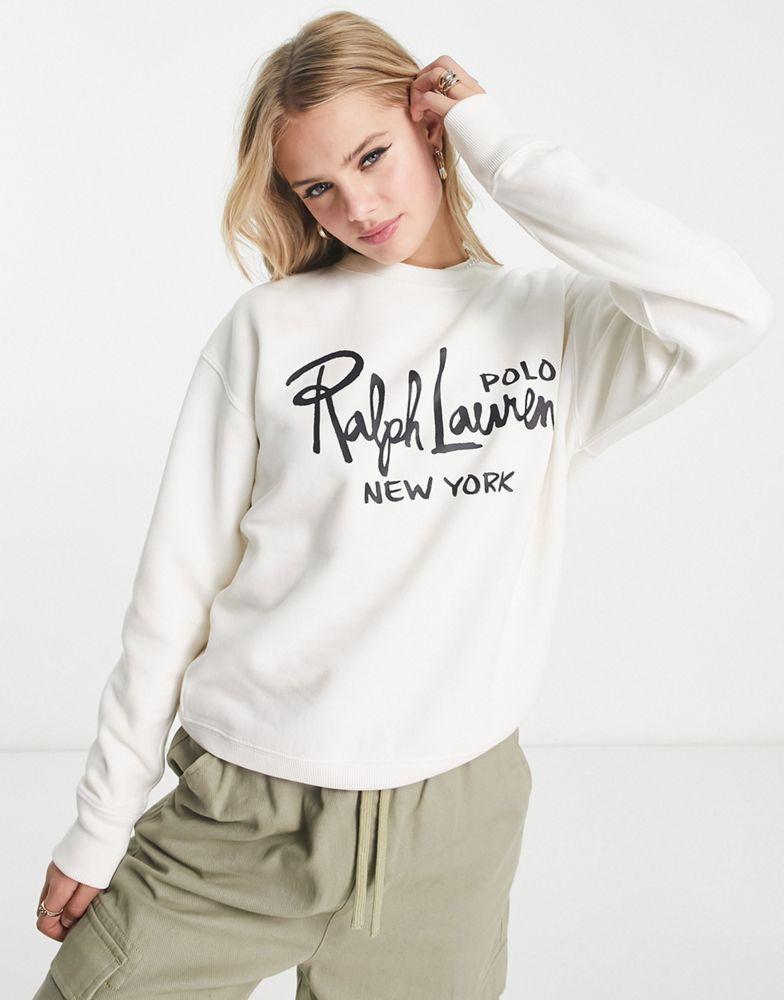 商品Ralph Lauren|Polo Ralph Lauren crew neck sweater in white,价格¥1575,第1张图片