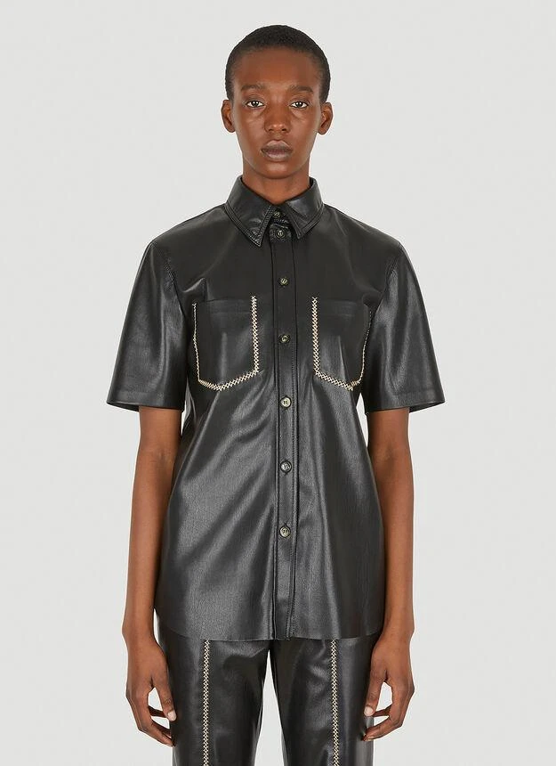 商品Nanushka|Mayra Vegan Leather Shirt in Black,价格¥1203,第1张图片