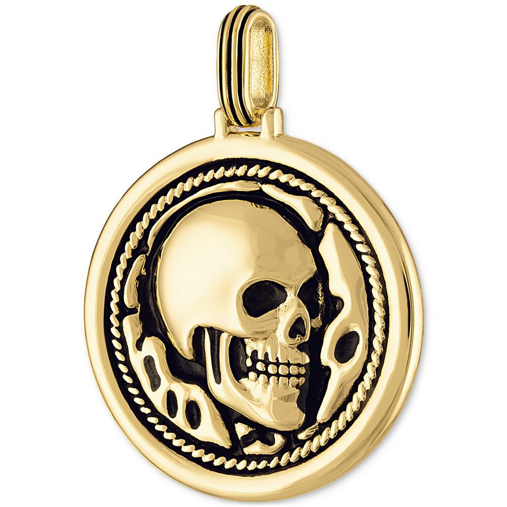 Skull Disc Pendant in 14k Gold-Plated Sterling Silver, Created for Macy's商品第2张图片规格展示