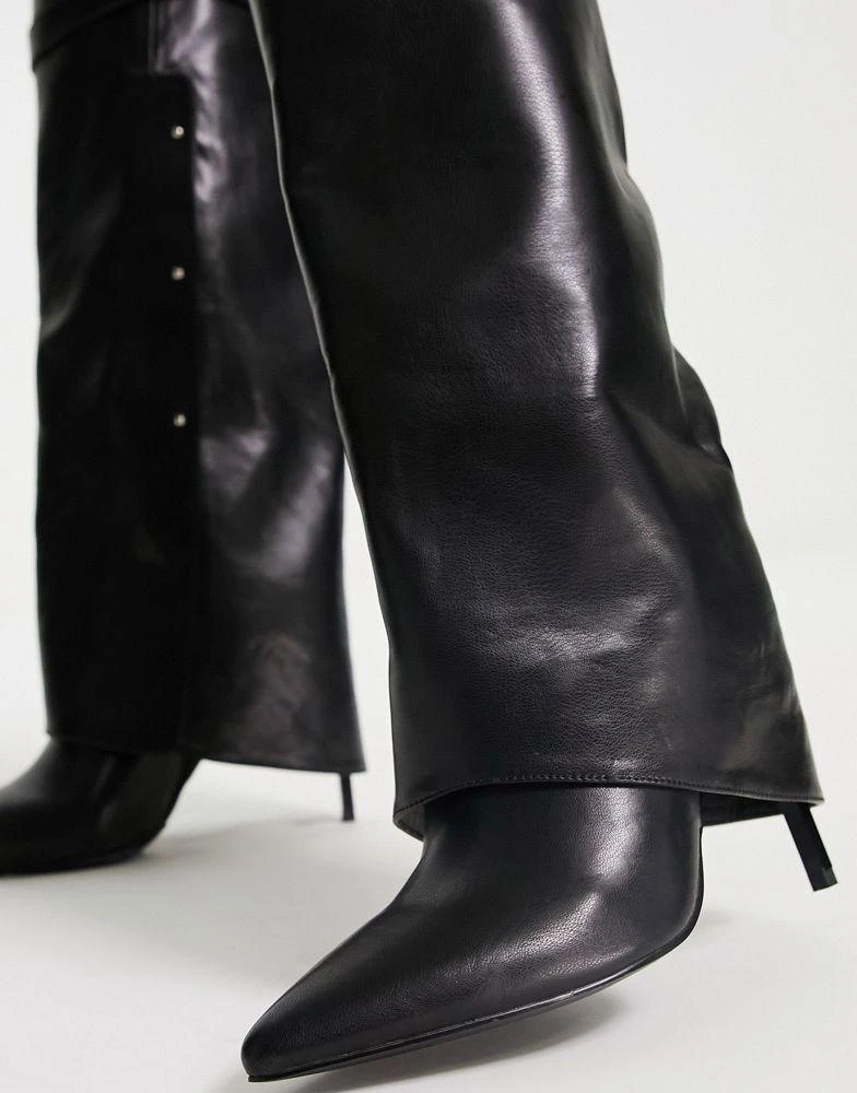 商品ASOS|ASOS DESIGN Clearly high-heeled fold over knee boots in black,价格¥382,第3张图片详细描述