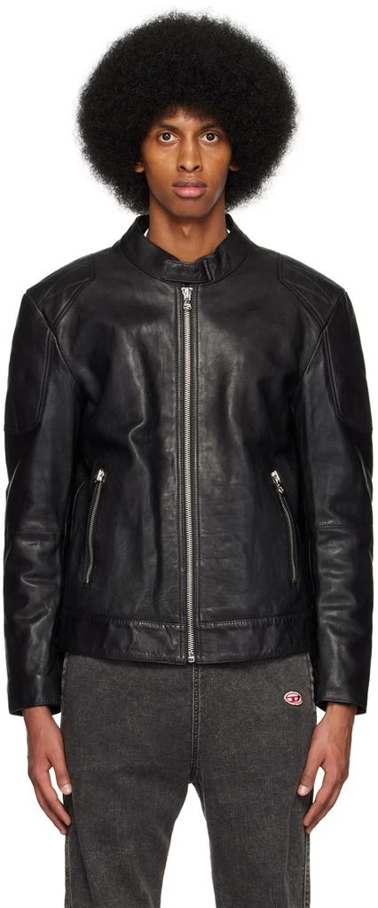 商品Diesel|Black L-Ink-A Leather Jacket,价格¥3256,第1张图片