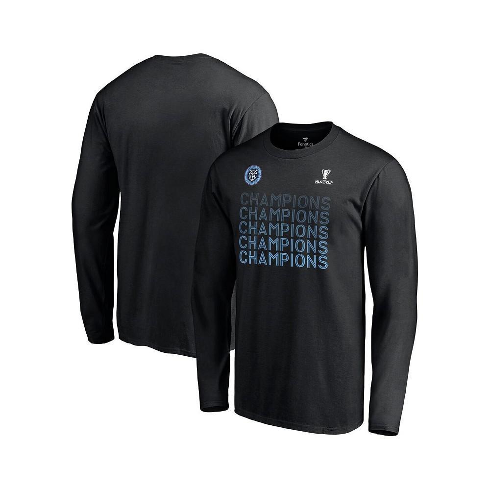 商品Fanatics|Men's Branded Black New York City FC 2021 MLS Cup Champions Standard Long Sleeve T-shirt,价格¥230,第1张图片