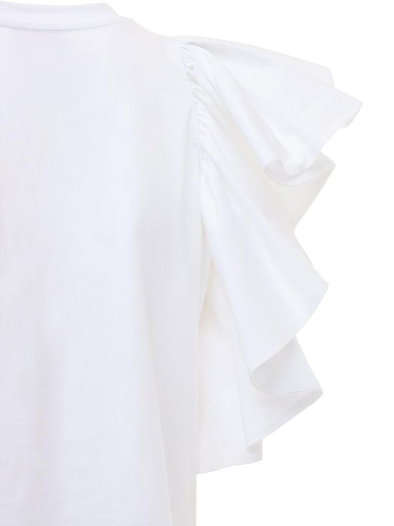 Cotton Jersey T-shirt W/ruffled Sleeves商品第5张图片规格展示