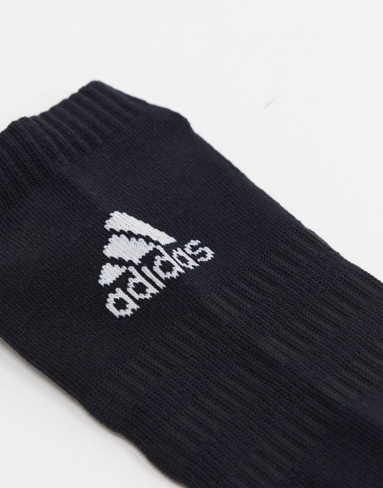 adidas Training 3 pack cushioned trainer socks in black商品第2张图片规格展示