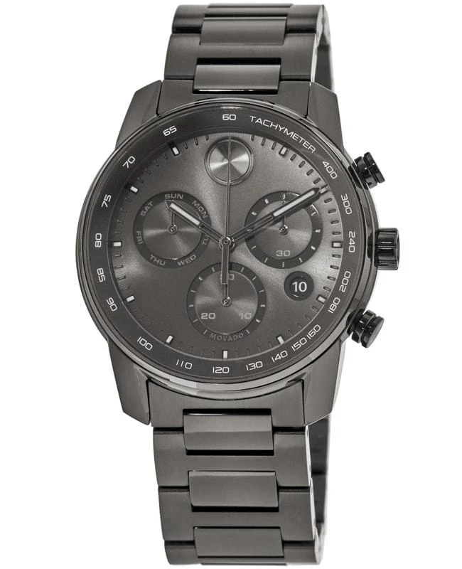 商品Movado|Movado Bold Verso Grey Chronograph Dial Gunmetal Steel Men's Watch 3600743,价格¥6025,第1张图片
