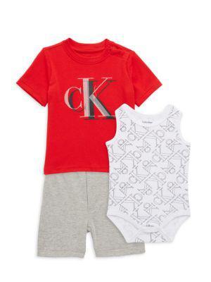 商品Calvin Klein|Baby Boy’s 3-Piece Bodysuit, T-Shirt & Shorts Set,价格¥111,第1张图片