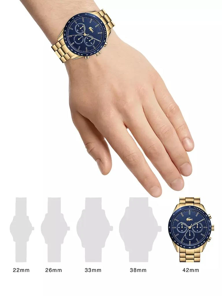 商品Lacoste|Boston Gold Plated Chronograph Bracelet Watch,价格¥1674,第2张图片详细描述
