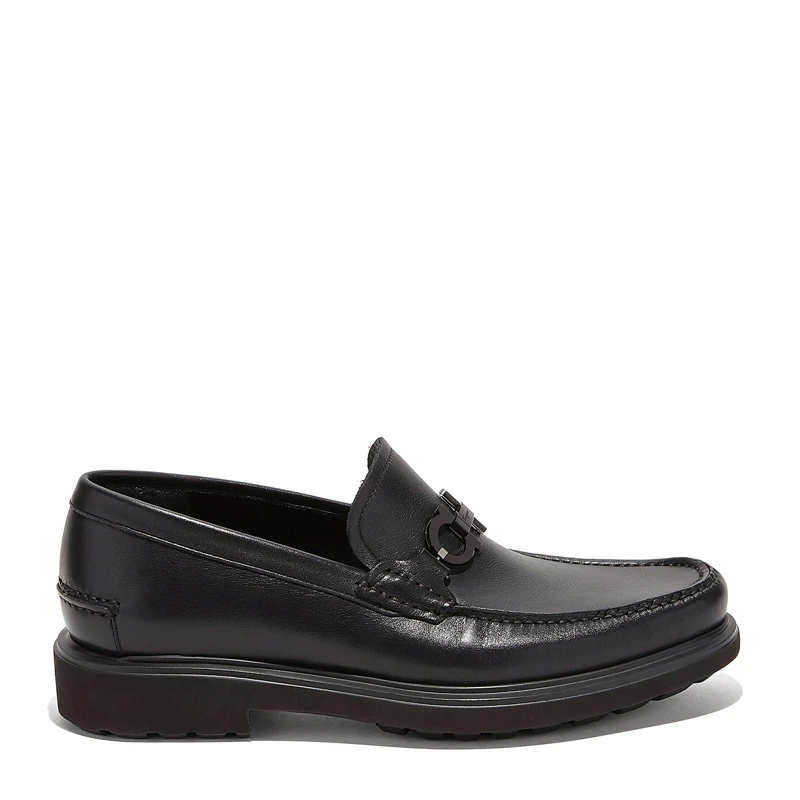 商品Salvatore Ferragamo|Salvatore Ferragamo 菲拉格慕 男士黑色牛皮乐福鞋 02-9389-642907,价格¥2815,第1张图片