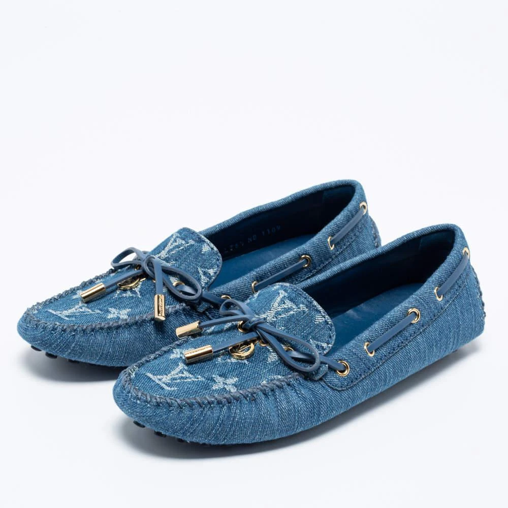 商品[二手商品] Louis Vuitton|Louis Vuitton Blue Monogram Denim Gloria Loafers Size 36.5,价格¥4965,第2张图片详细描述