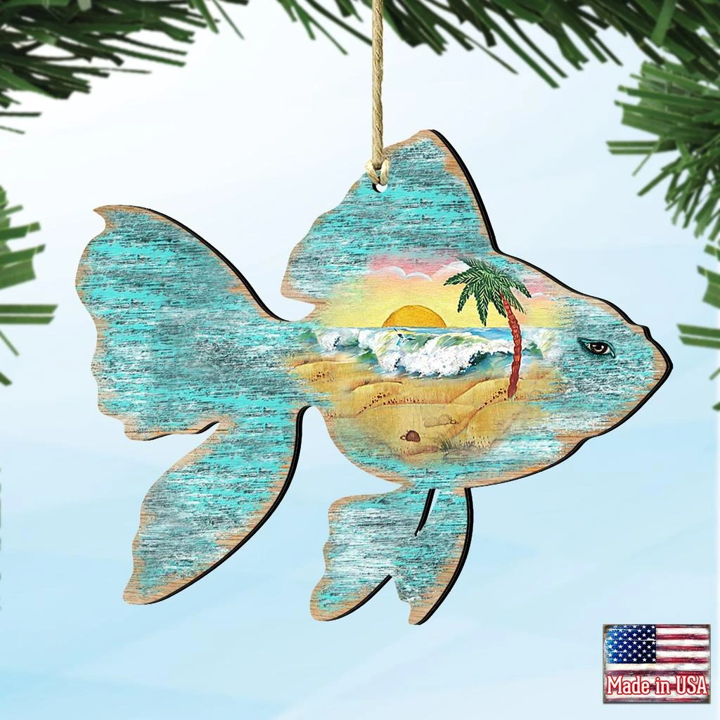 商品Designocracy|Designocracy Fish - 8198534 Wooden Ornaments Set of 2,价格¥206,第1张图片