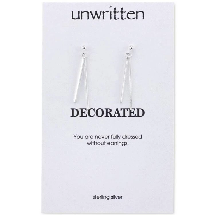 商品Unwritten|Sterling Silver Stick Linear Drop Earrings,价格¥150,第2张图片详细描述