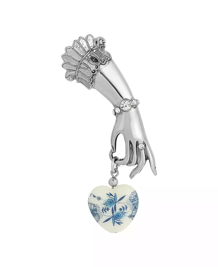 商品2028|Glass Blue Heart Charm Ladies Hand Pin,价格¥192,第1张图片