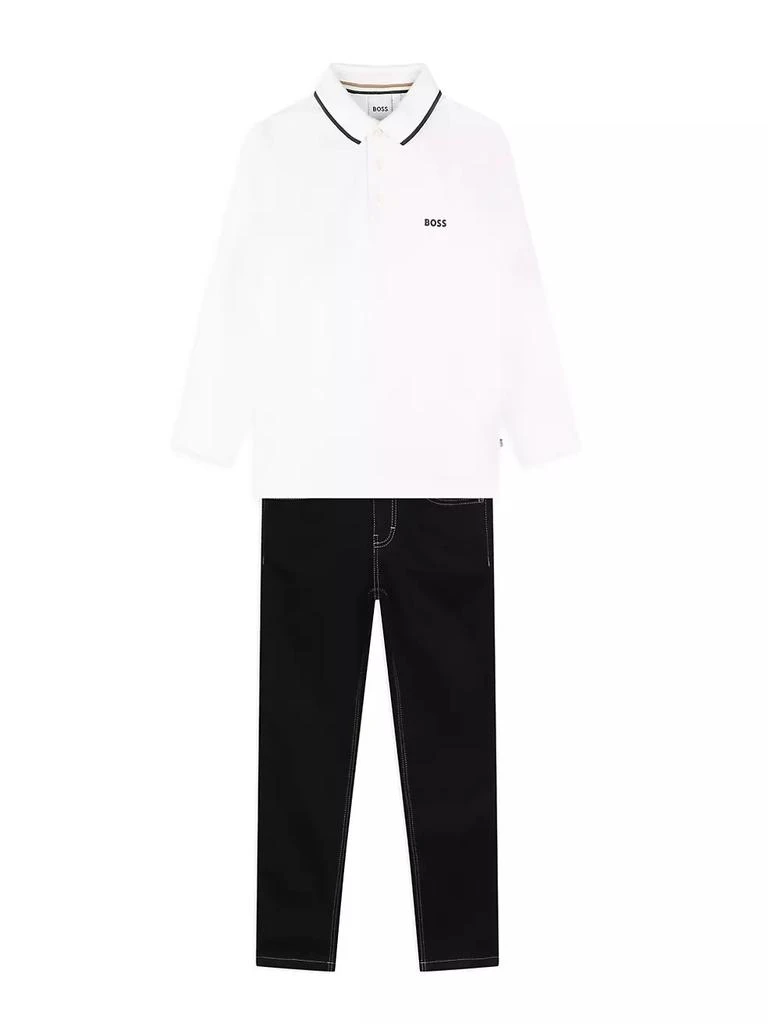 商品Hugo Boss|Little Boy's &amp; Boy's Logo Long-Sleeve Polo Shirt,价格¥450,第2张图片详细描述