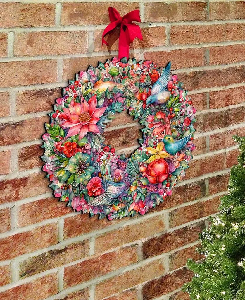 商品Designocracy|Holiday Wooden Door Decor Wall Decor Summer Blooms Wreath G. DeBrekht,价格¥989,第5张图片详细描述