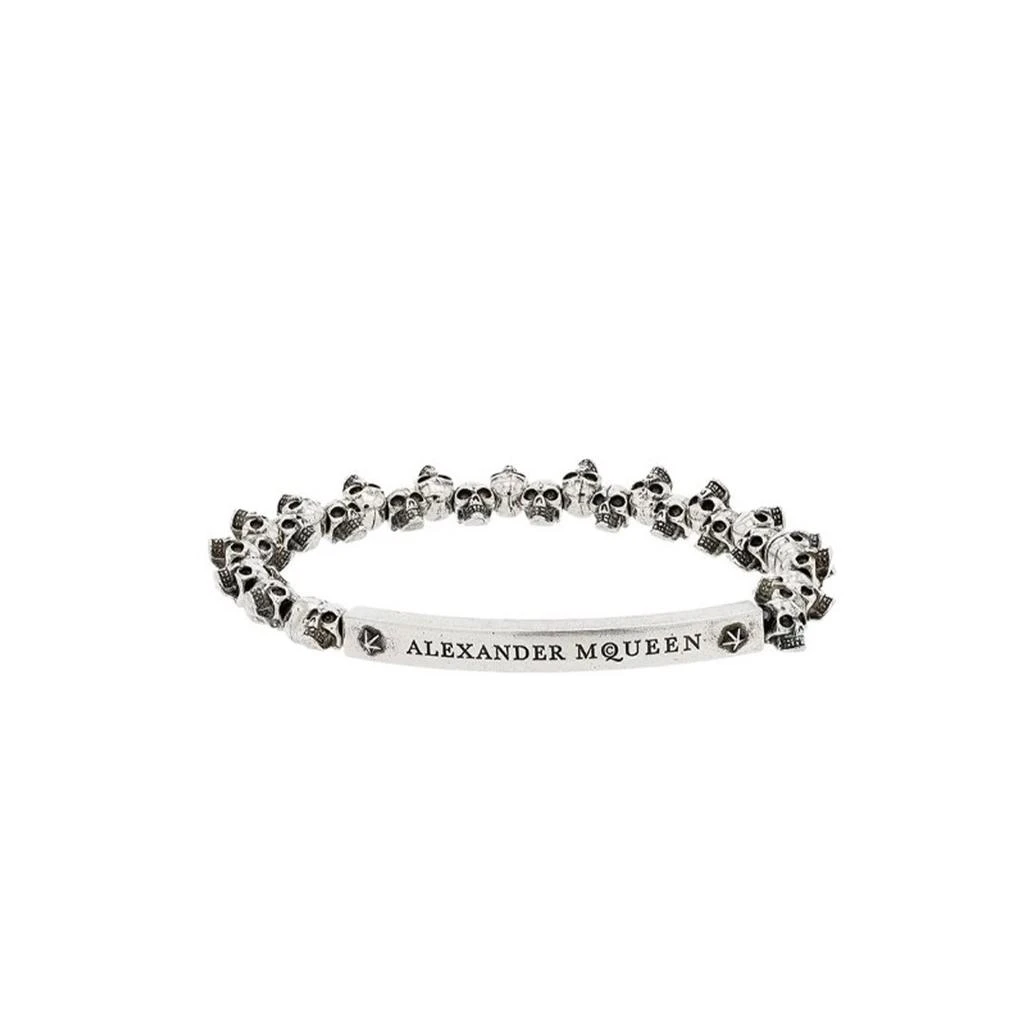 商品Alexander McQueen|Alexander McQueen Silver Mini Skull Bracelet,价格¥2325,第1张图片