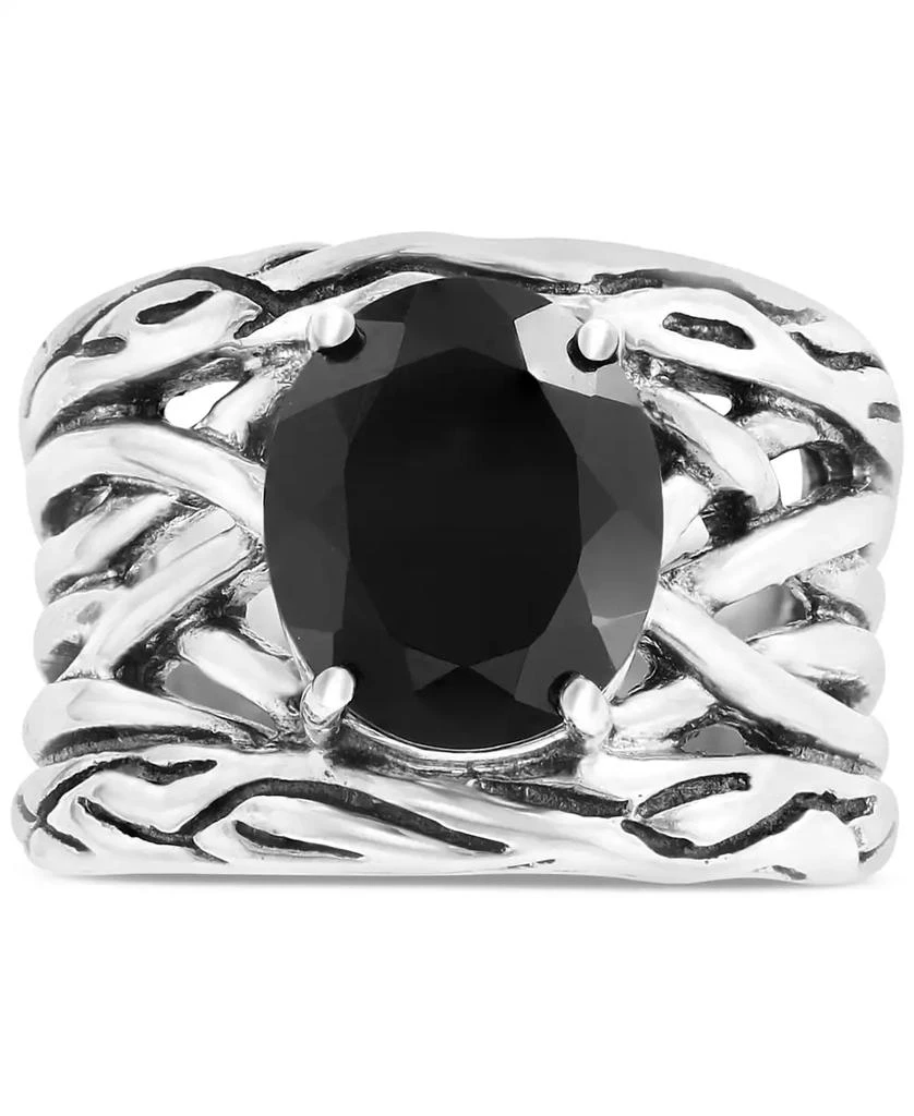 商品Effy|EFFY® Onyx Openwork Woven Ring in Sterling Silver,价格¥1097,第3张图片详细描述