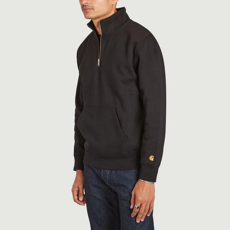 商品Carhartt|Chase Neck brushed zip-up sweatshirt Black Gold CARHARTT WIP,价格¥697,第2张图片详细描述