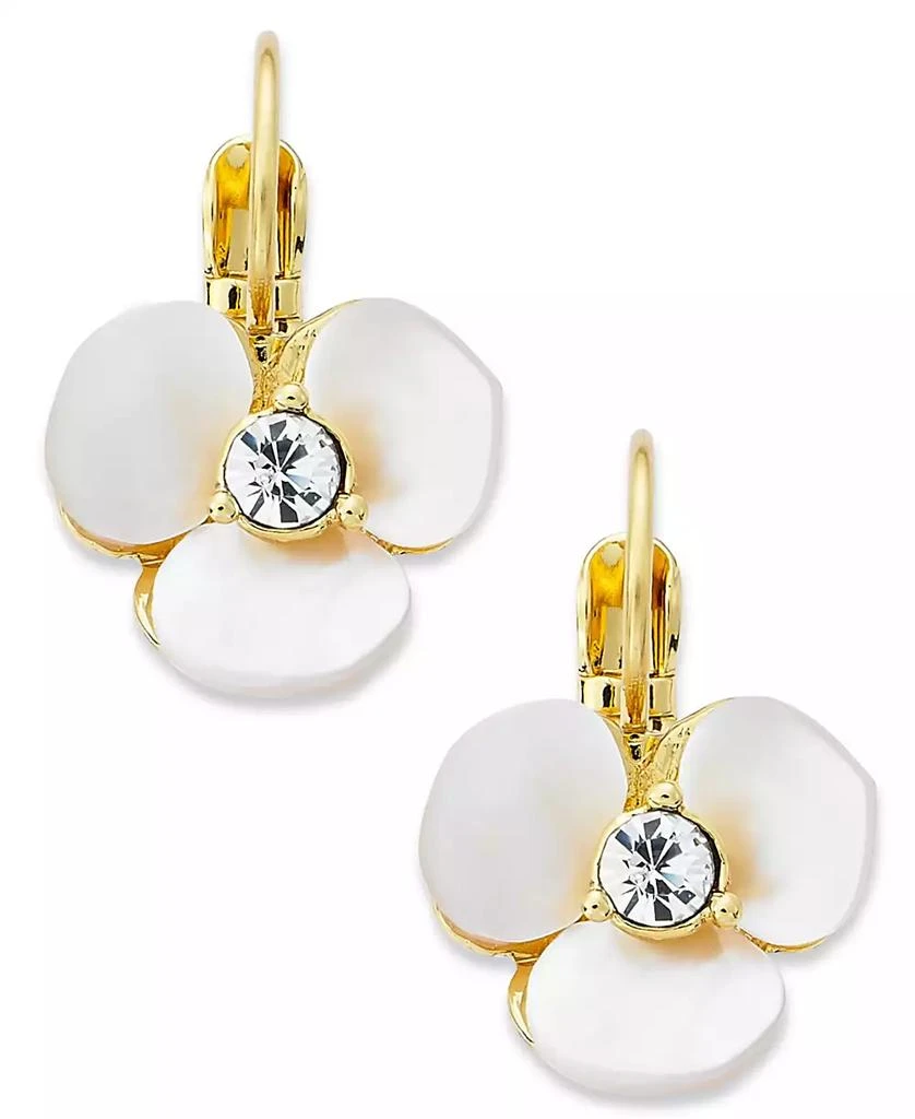 商品Kate Spade|Earrings, Gold-Tone Cream Disco Pansy Flower Leverback Earrings,价格¥514,第1张图片