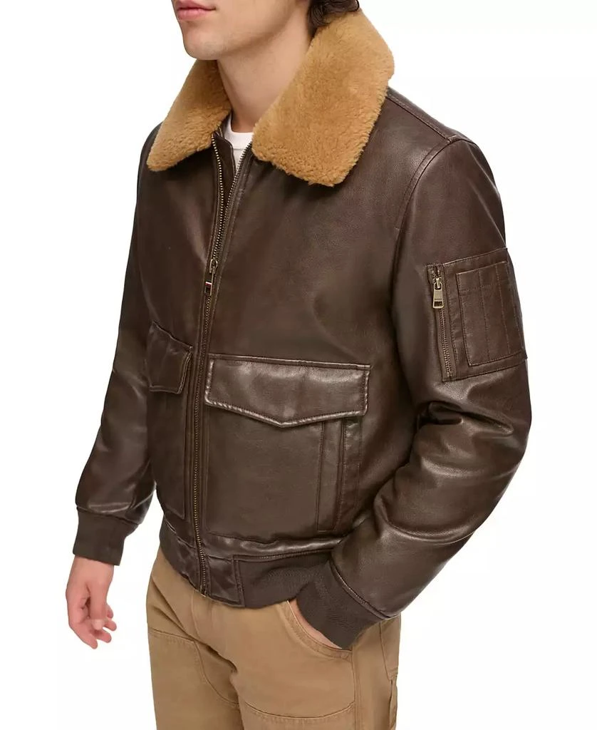 商品Tommy Hilfiger|Men's Faux-Fur-Trim Faux-Leather Bomber Jacket,价格¥658,第5张图片详细描述