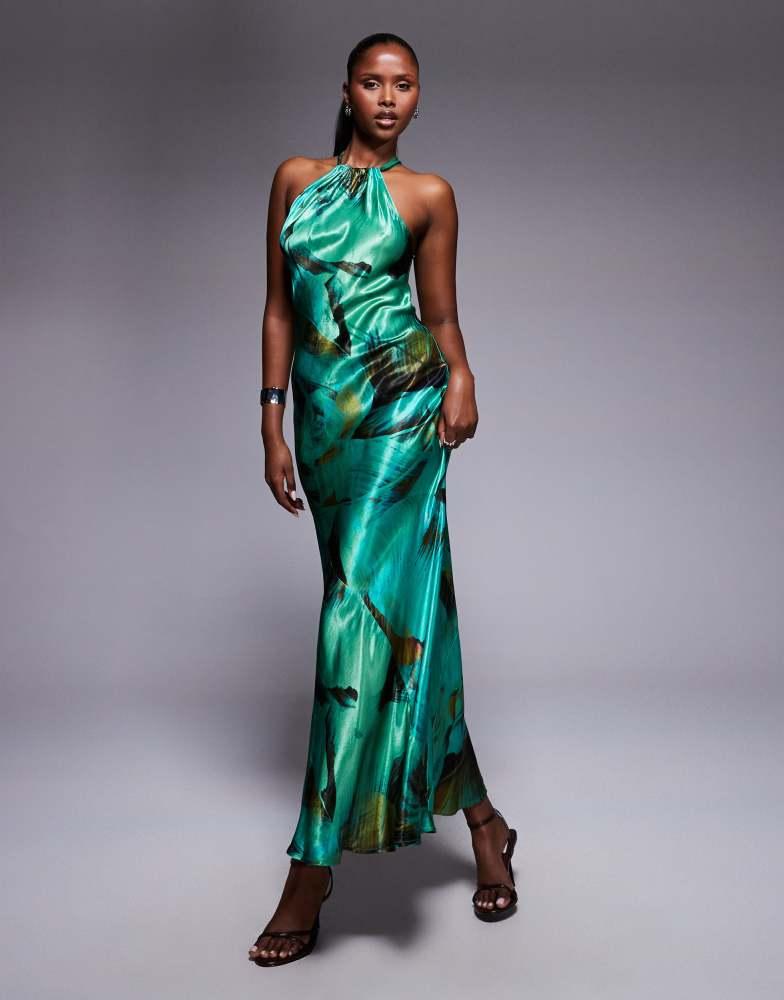 River Island halter neck satin maxi dress in green print  On Sale Now with  Up to 10% Off | Discover Exclusive Deals & Savings at BeyondStyle   Authentic River Island Home|women with Limited-Time Discounts, Free  Shipping, and Price Comparisons to ...