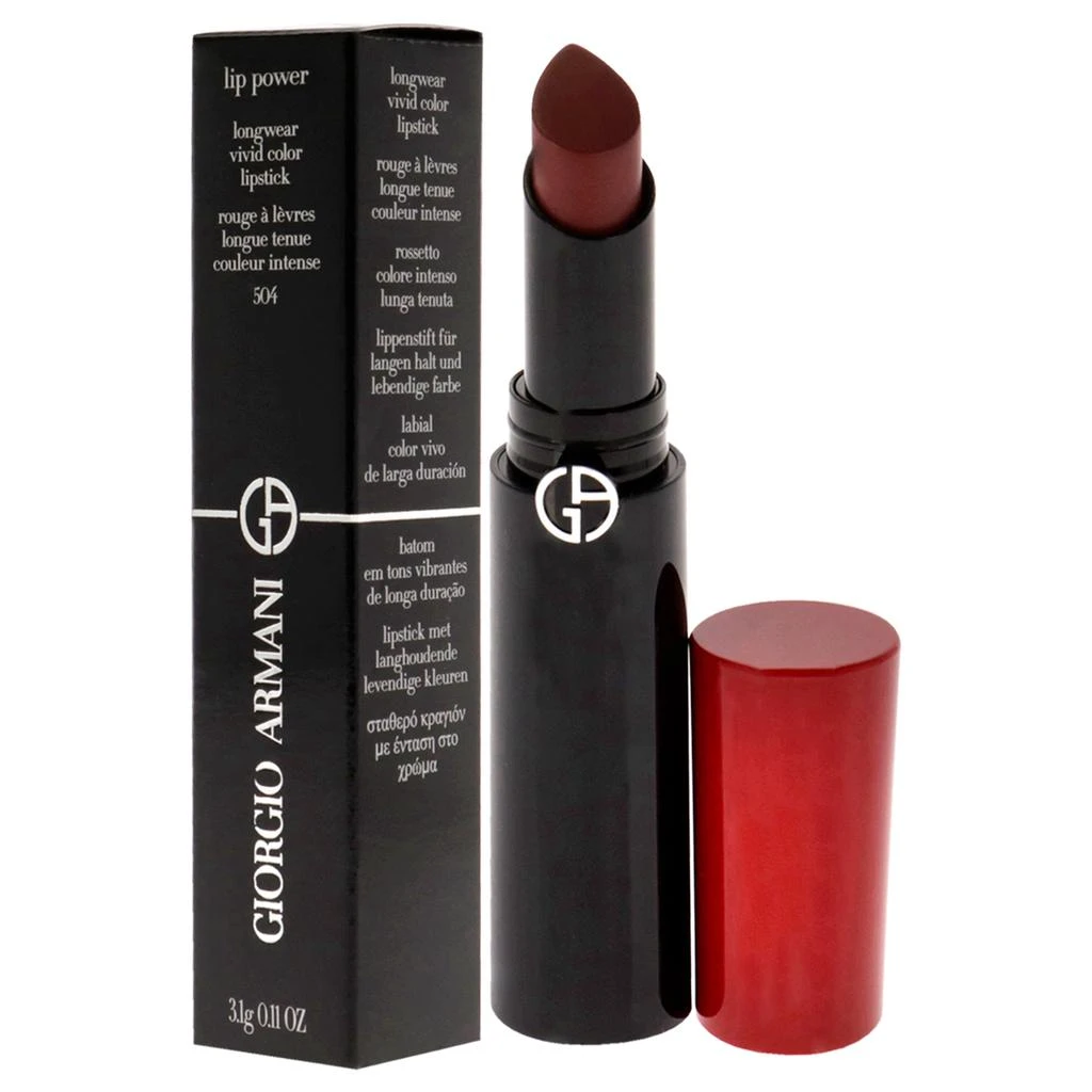商品Giorgio Armani|Lip Power Longwear Vivid Color Lipstick - 504 Flirt by Giorgio Armani for Women - 0.11 oz Lipstick,价格¥329,第1张图片
