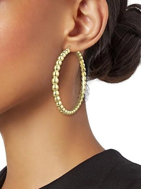 商品Roberto Coin|18K Yellow Gold Beaded Hoop Earrings,价格¥25057,第2张图片详细描述