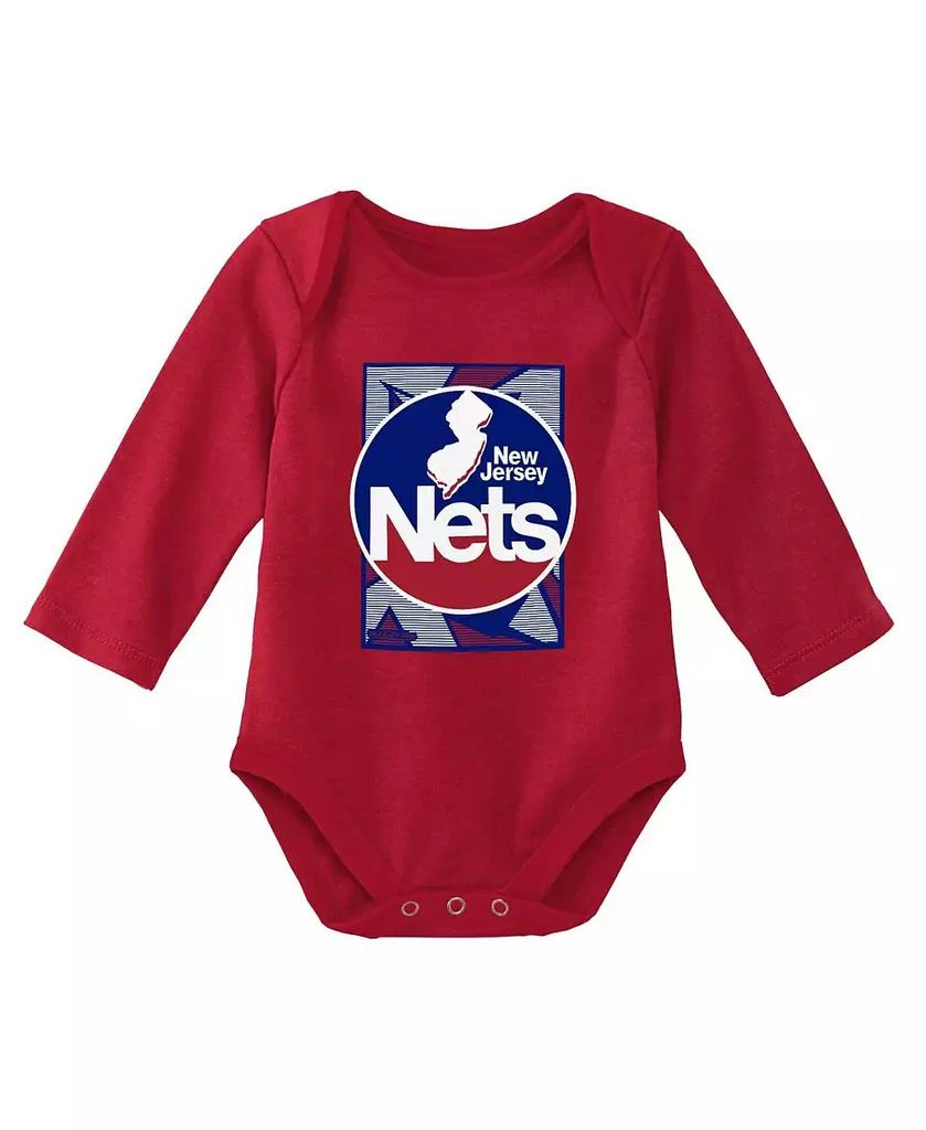 商品Mitchell & Ness|Newborn and Infant Boys and Girls Blue, Red New Jersey Nets 3-Piece Hardwood Classics Bodysuits and Cuffed Knit Hat Set,价格¥306,第4张图片详细描述