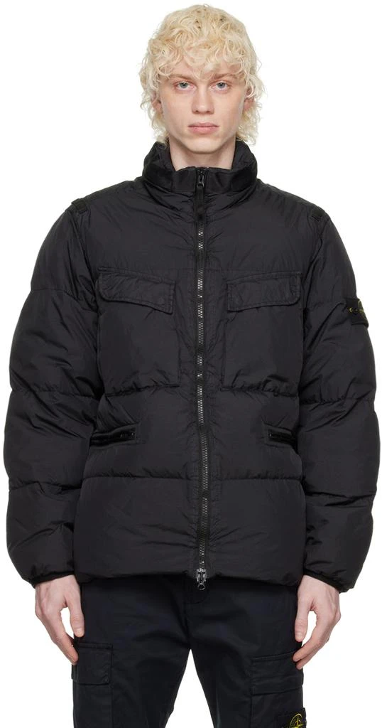 商品Stone Island|Black Garment-Dyed Down Jacket,价格¥3607,第1张图片