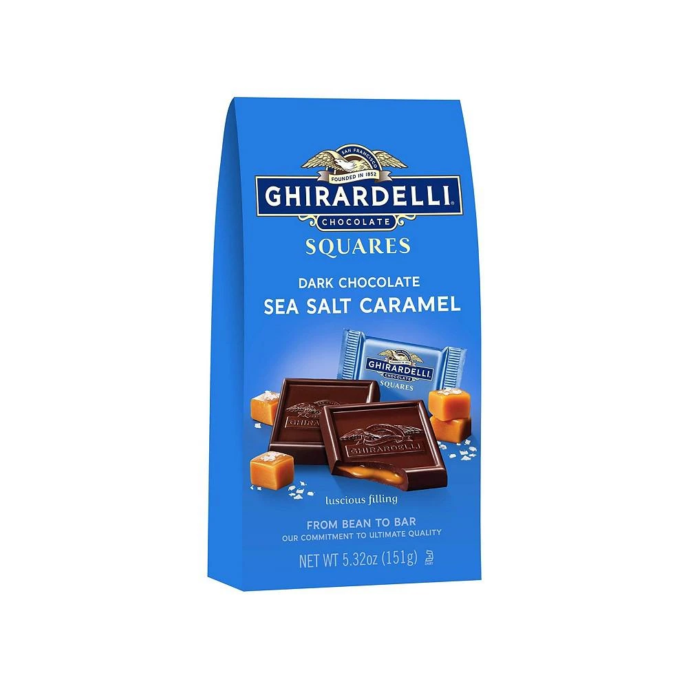 商品Ghirardelli Nature's|Ghirardelli Dark and Caramel Sea Salt Chocolate Squares Bag, 5.32-Ounce,价格¥491,第1张图片