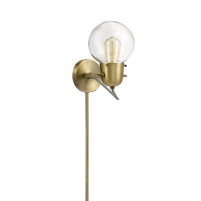 商品JAlexander|Lighting Mid Century Modern 9.75" Antique Brass Single Glass Globe Plug In Wall Sconce,价格¥492,第4张图片详细描述