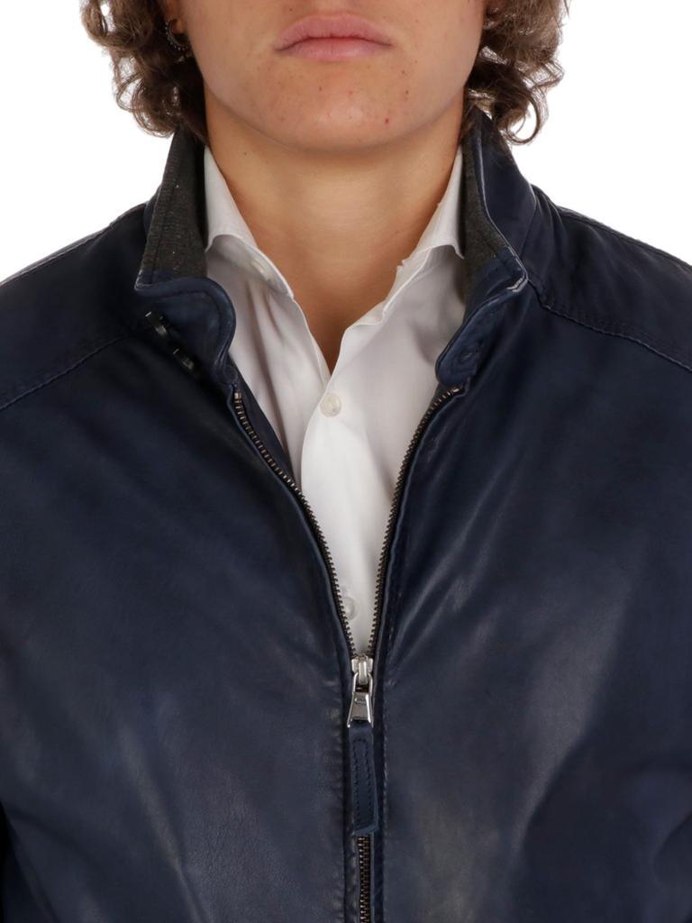 商品THE JACK LEATHERS|The Jack Leathers Men's  Blue Leather Outerwear Jacket,价格¥4103,第6张图片详细描述