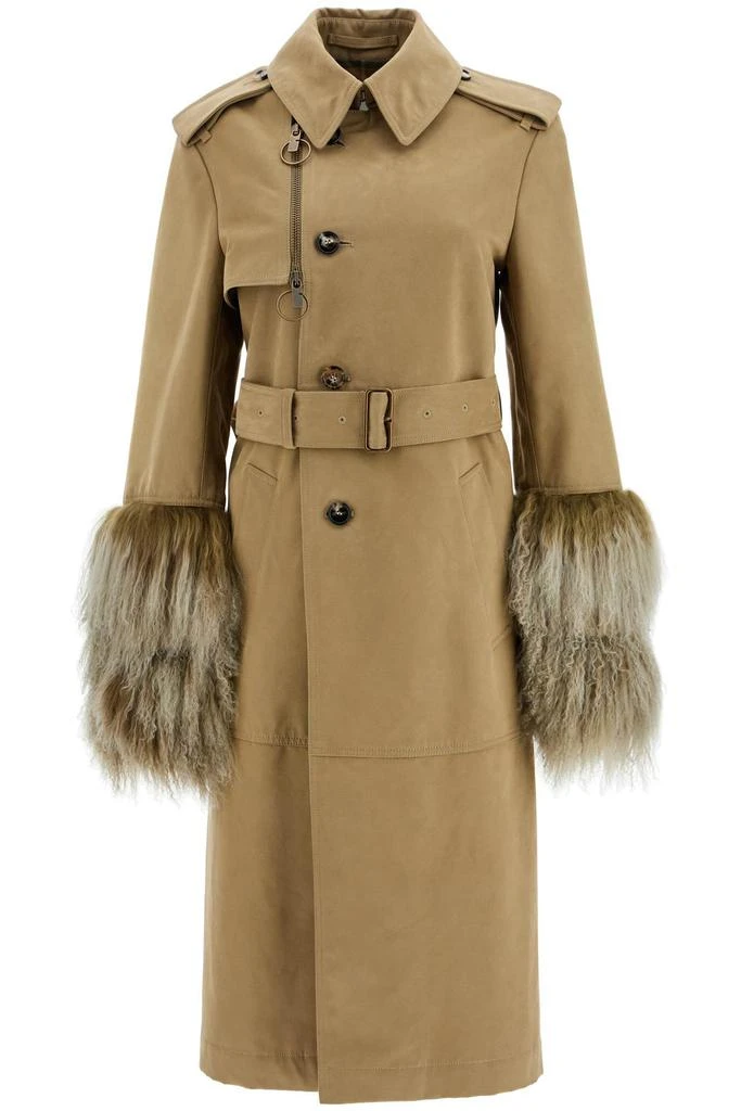 商品Burberry|long trench coat with shearling cuffs,价格¥15224,第1张图片