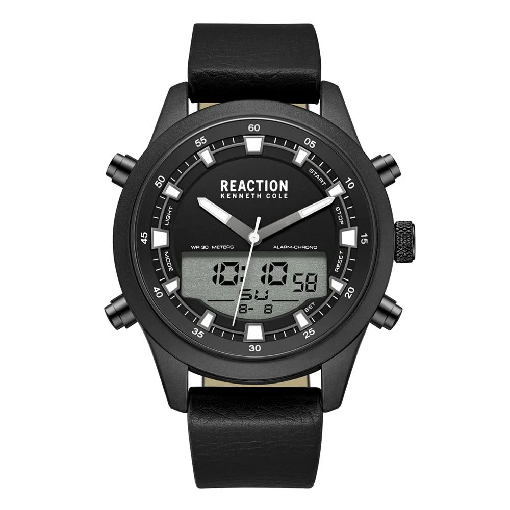 商品Kenneth Cole|Men's Ana-digi Black Synthetic Leather Strap Watch , 46mm,价格¥636,第1张图片