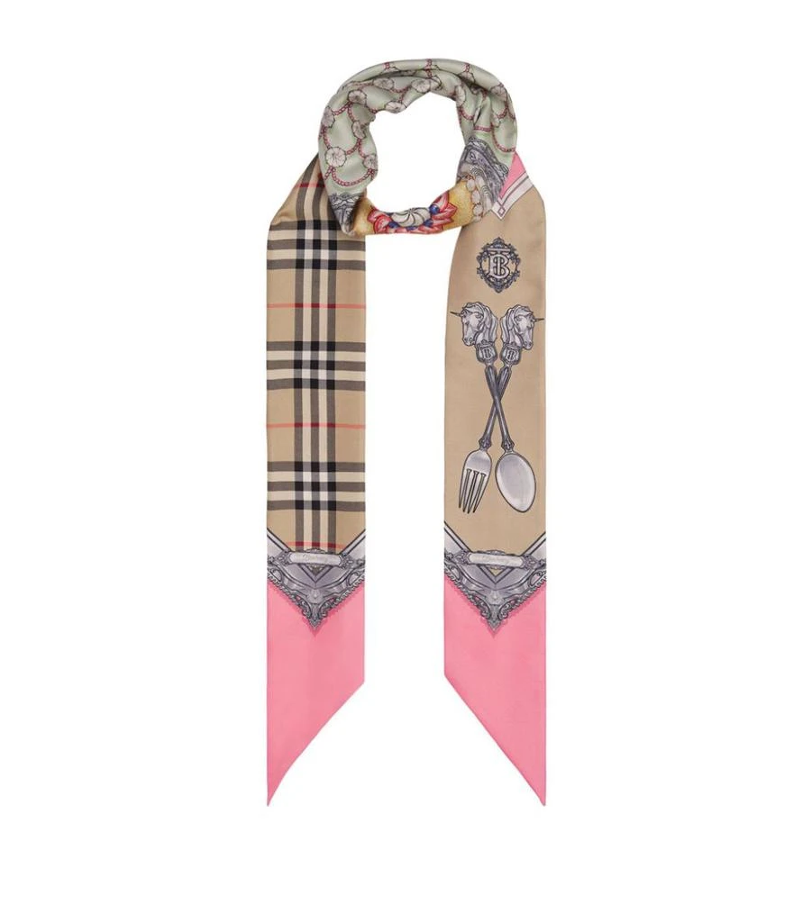 商品Burberry|Silk Silverware Print Skinny Scarf,价格¥1581,第1张图片