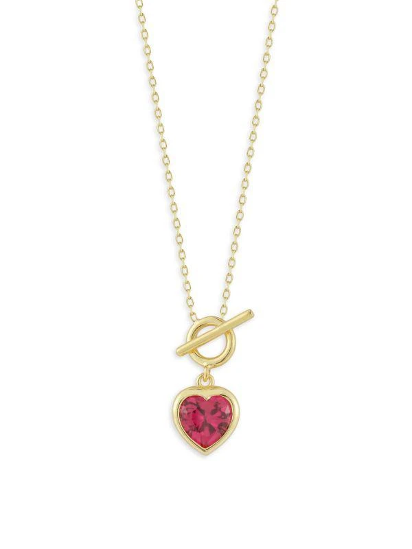 商品Chloe & Madison|14K Goldplated Sterling Silver & Cubic Zirconia Heart Toggle Pendant Necklace,价格¥300,第1张图片