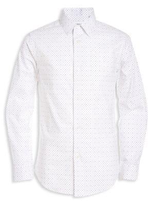 商品Calvin Klein|Boy's Slim Fit Logo-Adorned Polka-Dot Print Shirt,价格¥175,第1张图片