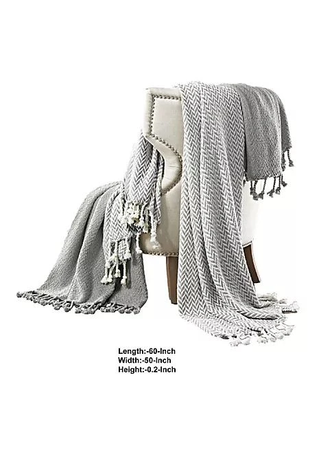 商品Duna Range|Range Calabria Herringbone Cotton Throw The Urban Port Set Of 2 Gray And White,价格¥266,第2张图片详细描述