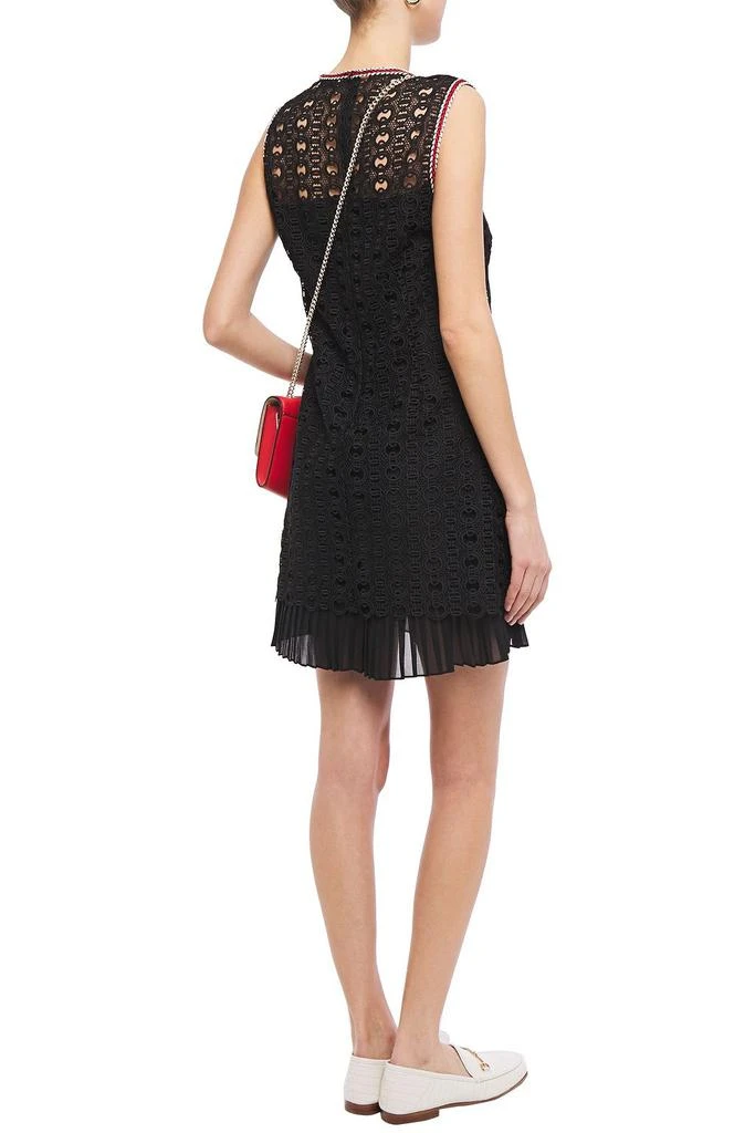商品Sandro|Franck layered macramé lace and pleated chiffon mini dress,价格¥1101,第3张图片详细描述