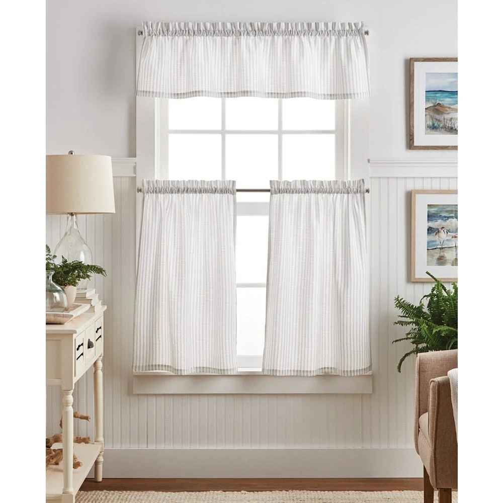 商品Martha Stewart|Ticking Stripe 3-Pc. Valance & Tiers Set, Created For Macy's,价格¥262,第1张图片