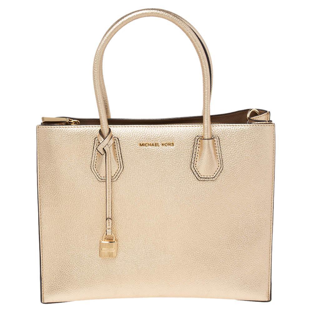 商品[二手商品] Michael Kors|Michael Kors Metallic Gold Leather Medium Mercer Tote,价格¥1234,第1张图片