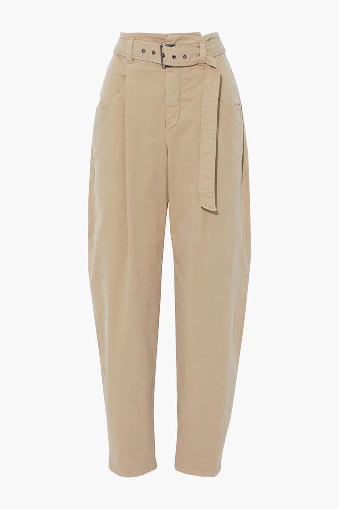 商品Brunello Cucinelli|Belted pleated cotton-blend twill tapered pants,价格¥4229,第1张图片