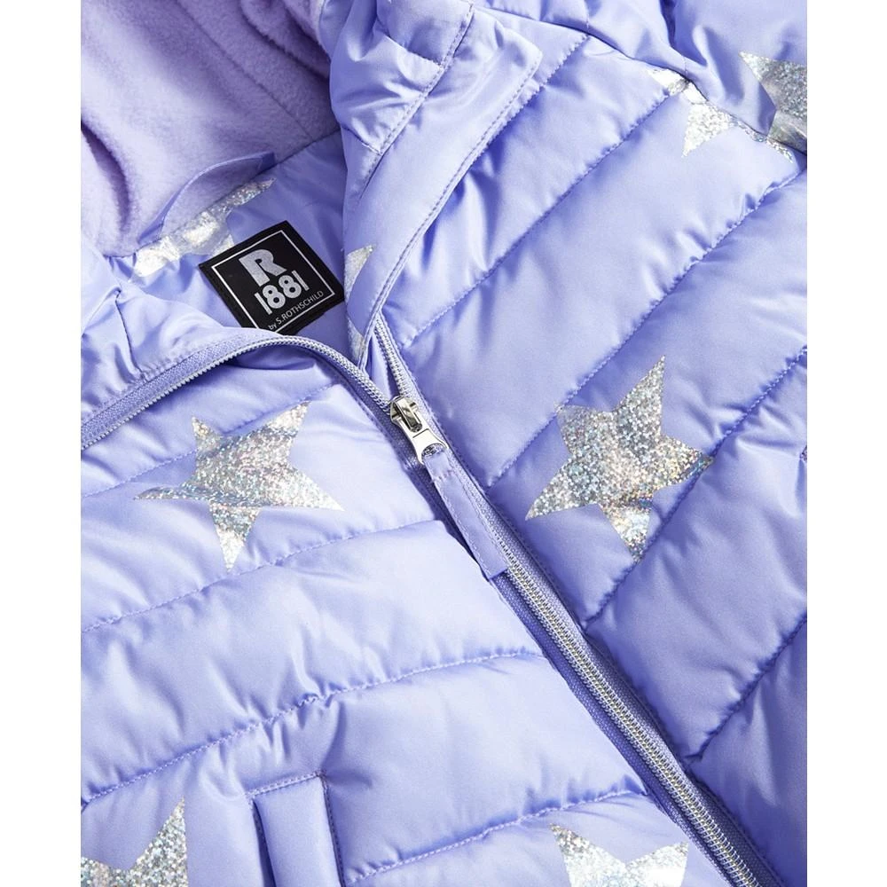 商品S Rothschild & CO|S Rothschilld & CO Toddler & Little Girls Silver Star Foil Printed Puffer Coat,价格¥183,第3张图片详细描述