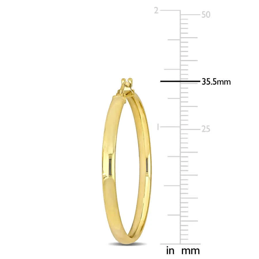商品Amour|35mm Flat Edge Hoop Earrings In 14K Yellow Gold (3.5mm Wide),价格¥1708,第2张图片详细描述