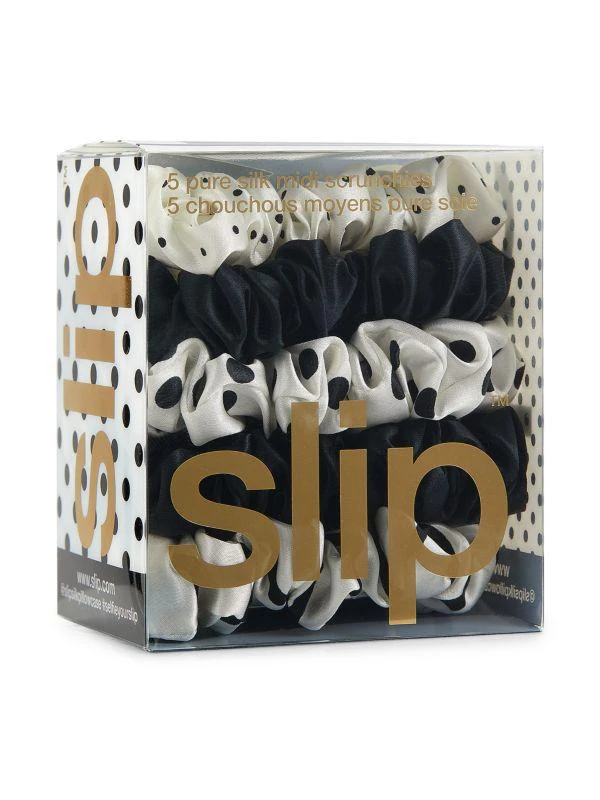 商品Slip|Polka Dot 5-Piece Midi Silk Scrunchies,价格¥225,第1张图片