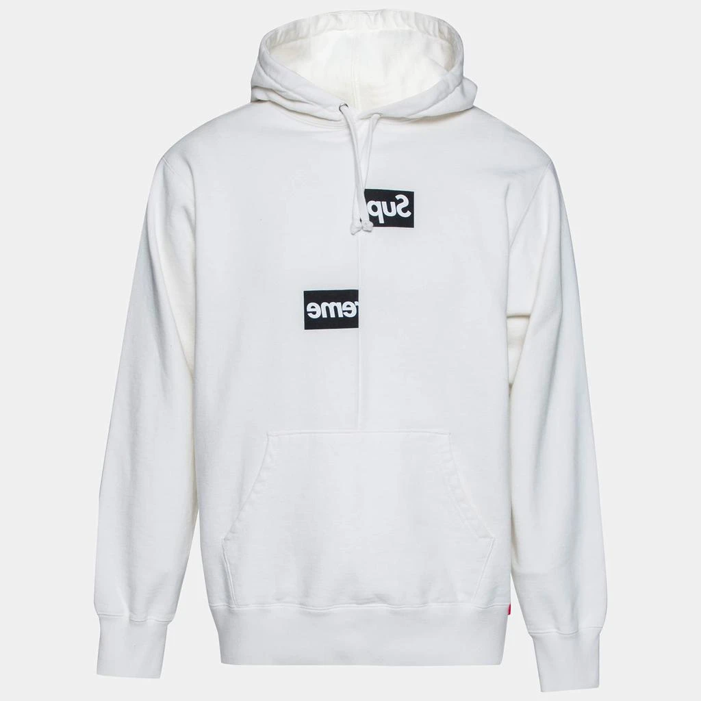 商品[二手商品] Supreme|Supreme x Comme des Garçons White Terry Knit Split Logo Hoodie L,价格¥4683,第1张图片