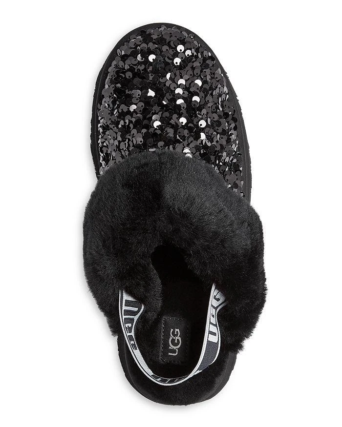 商品UGG|Women's Funkette Chunky Sequin & Shearling Slingback Platform Slippers,价格¥624,第4张图片详细描述