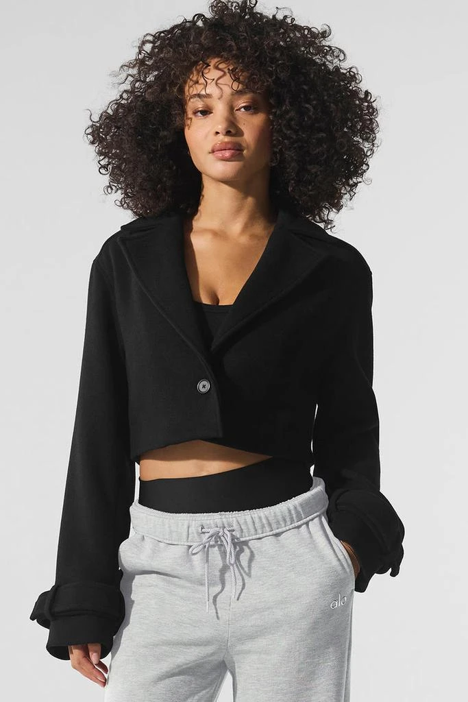 商品Alo|Wool Cropped Metro Trench - Black,价格¥1747,第1张图片