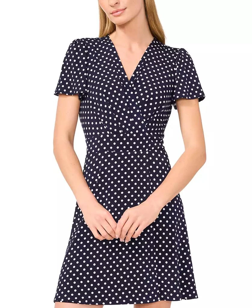 商品CeCe|Women's Knit Flutter-Sleeve Faux-Wrap Dress,价格¥333,第2张图片详细描述